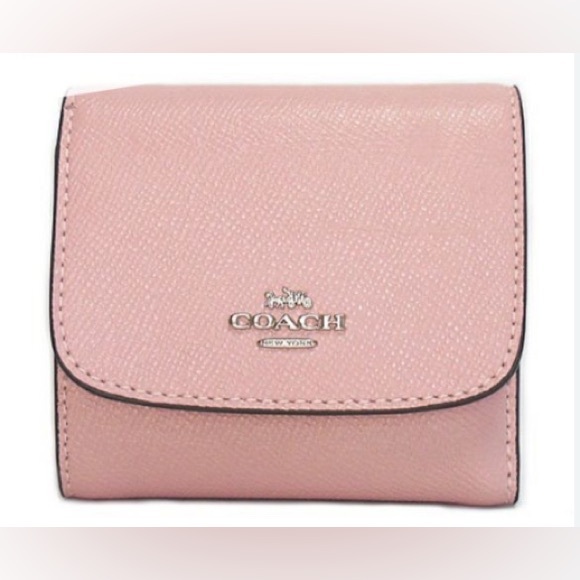 Coach Leather Small Trifold wallet Pink Carnation - Picture 1 of 6